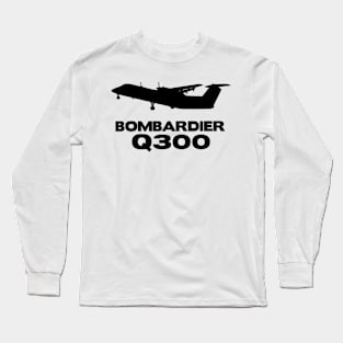 Bombardier Q300 Silhouette Print (Black) Long Sleeve T-Shirt